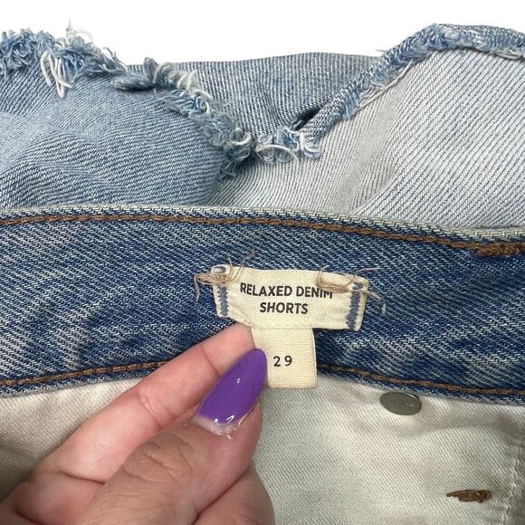 Madewell Relaxed Denim Shorts Mid Rise Button Fly Destroyed Hem Edition 29 - Picture 7 of 12